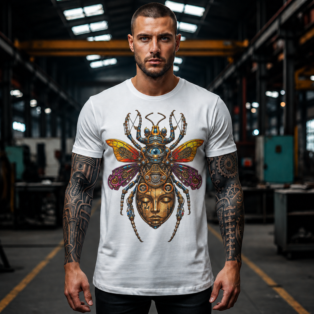 Mystic Bee Goddess T-Shirt — Colorful Psychedelic Insect Mask Tee