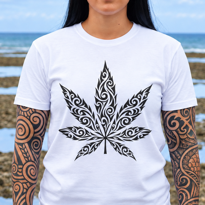 Tribal Cannabis Leaf T-Shirt