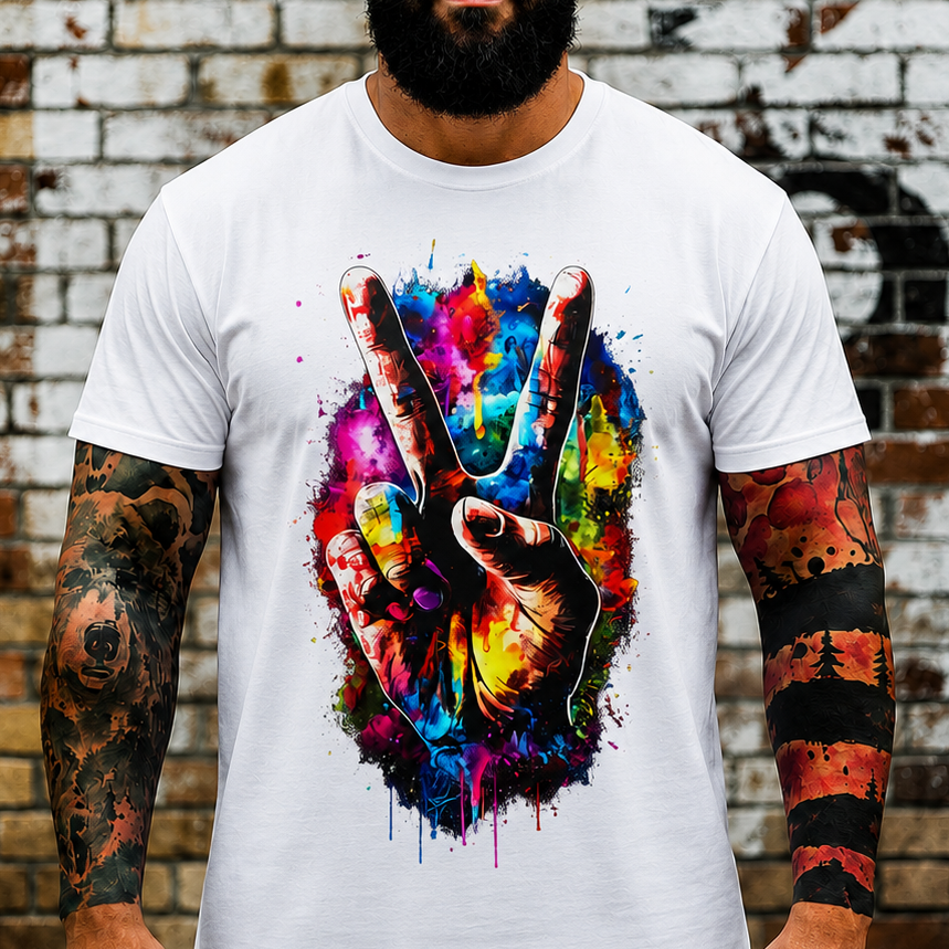 Peace Sign Tie-Dye T-Shirt — Colorful Paint Splash Peace Tee