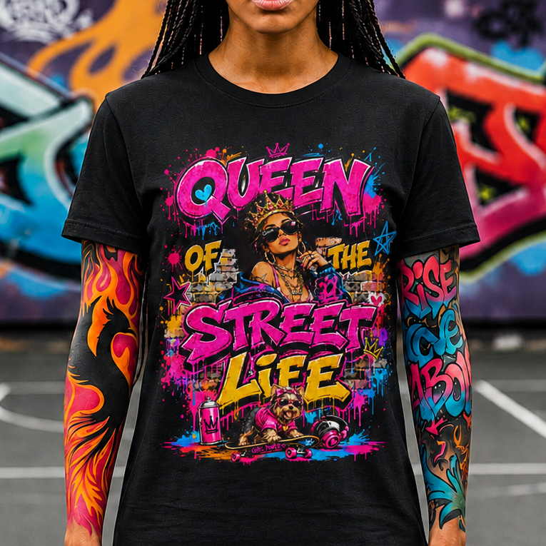 Queen of the Street Life T-Shirt — Bold Graffiti Urban Tee