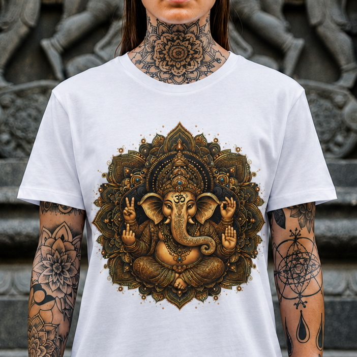Ganesha Mandala T-Shirt — Hindu Elephant God Yoga Tee