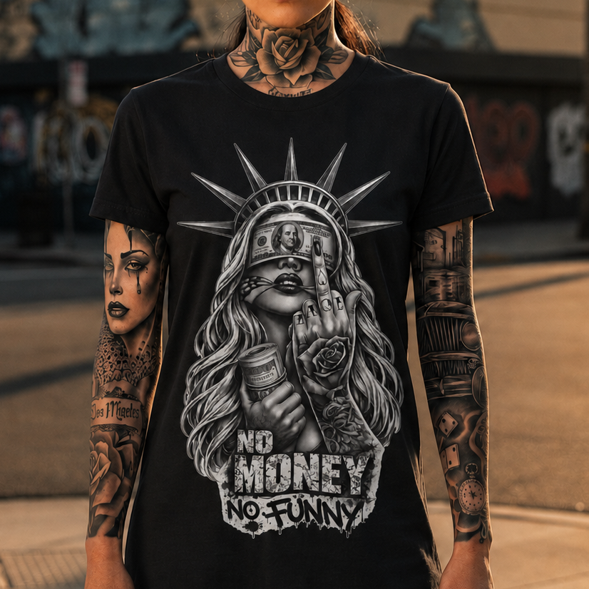 Statue of Liberty 'No Money No Funny' Graphic Tee