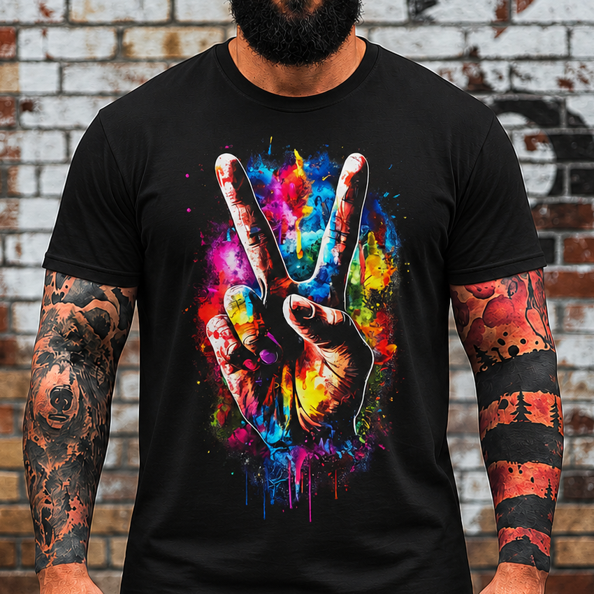 Peace Sign Tie-Dye T-Shirt — Colorful Paint Splash Peace Tee