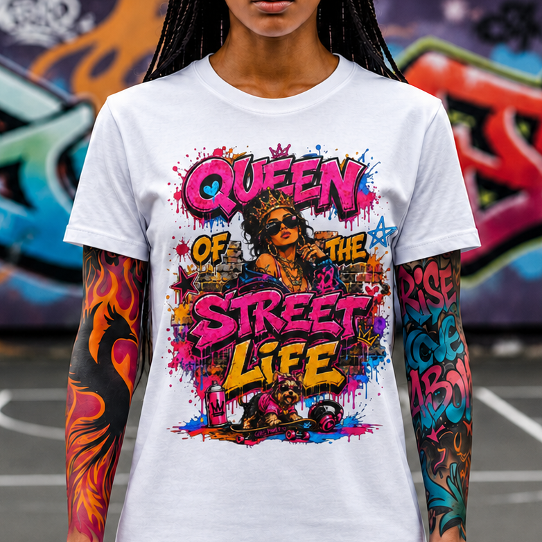 Queen of the Street Life T-Shirt — Bold Graffiti Urban Tee